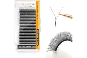 NAGARAKU 3D W Pestañas W Ramo Prefabricado Extensión de Pestañas Hecho a mano WW Profesional Pestañas Postizas Naturales Ahorra Tiempo Volumen Rusas Clover Eyelash Cluster Negro(0.07mm D 8-15mm)