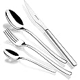 Monix Genoa 24-Piece Cutlery Set with Chopping Knife, 18/10 Stainless Steel, Avant-Garde and Modern Design, Shiny Polished Finish, Thickness 2.5 mm (6 People), Silver