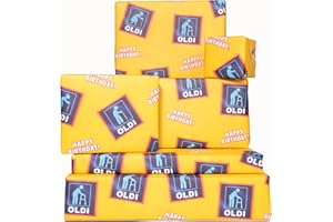 Central 23 - Carta da regalo divertente - 6 fogli di carta da regalo - 'Happy Birthday Oldi' - Blu Giallo - Per Marito Moglie - Mamma Papà - Riciclabile