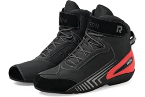 RIDEIRON Scarpe Moto Uomo 40–46 – Sneaker Moto Traspiranti con Rinforzo alla Caviglia e Tallone, Protezione Cambio, Dettagli Riflettenti e Suola Antiscivolo
