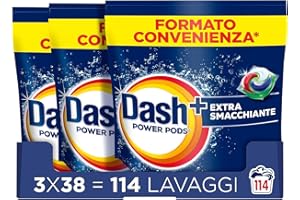 Dash Power Pods Detersivo Lavatrice In Capsule Extra Smacchiante, 114 Lavaggi (38x3) Rimuove anche le macchie secche da 7 giorni, per una pulizia impeccabile