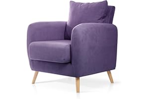 SUENOSZZZ-ESPECIALISTAS DEL DESCANSO SuenosZzz- Sillon CIES butacas para Dormitorio Nórdica. Sillón tapizado Acualine Antimanchas, Color Lila Rio 13. Nordica Individual de una Plaza, COJIN Incorporado. Comedor o Dormitorio…