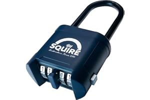 Squire Mystic Combi BF60/2.5 Extra Long Shackle Heavy Duty Combination Padlock – 4 Wheel Code Lock for Gates, Chains, Containers & Outdoor Use – Weatherproof & Keyless Security
