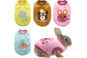 Vehomy 4 Stück Kaninchen-Kleidung Meerschweinchen Kleidung Kostüm kleine Haustiere gemütlich Fleece Weste warm T-Shirt Pullover für Frettchen, Teetasse, Welpen, Kätzchen und andere kleine Tiere 2XS