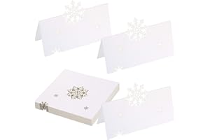 OUTUS Weihnachten Schneeflocken Perlweiß Papier Tisch Platz Name Karten Zelt Karten Schneeflocke Gestanztes Design für Weihnachten Winter Thema Gefroren Thema Party (30 Blatt)
