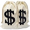2pack Money Bags Money Bag Costume Money Bag Props Money Bags Decor for party11.8 x 15.7 Inches Money Bag Dollar Sign Carrying Sack for Toy Party Favor, Bank Robber Pirate Cowboy Cosplay Theme Party