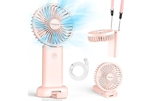 Timiyou Hand Held Fans, Portable Fan Powerful Handheld Fan with 3 Speeds & Built-in Rechargeable Battery, USB Desk Fan with Cellphone Stand & Adjustable Angle for Travel Office Home Outdoor