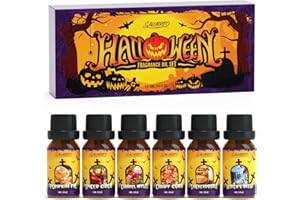 SALUBRITO Halloween Essential Oils Set, Pumpkin Pie, Spiced Cider, Caramel Apple, Candy Corn, Snickerdoodle, Witch's Brew Scented Oils for Diffuser, Candle, Soap Making, Premium Autumn Fragrance Oils