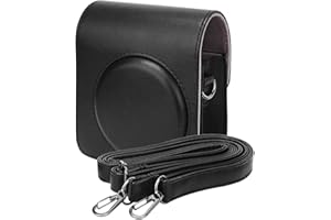 VORAGA Torba na aparat, etui ochronne ze skóry PU z paskiem na ramię do Mini 70(czarny), Czarny