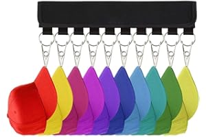 NT-LING 1 Set Cap Organizer Hanger, 10 Baseball Cap Holder, Hat Organizer for Closet, Folding Clothes Hangers Foldable Clothes Drying Rack for Travel. (Black)