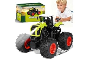 QiquBox Ferngesteuerter Traktor Spielzeug ab 3 4 5 6 Jahre - 8 Kanal 1:16 RC Ferngesteuertes Auto Baufahrzeug Monstertruck mit Licht, Geburtstag Weihnachten Geschenk für Kinder