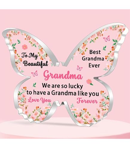 TTOVEN Gift for Gran Birthday Gifts Mothers Day Gifts Beautiful Butterfly Acrylic Plaque-You're the Best Gran in the World