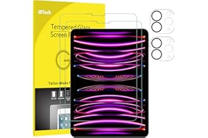 JETech Displayschutzfolie für iPad Pro 11 Zoll, 2022/2021/2020 (4. / 3. / 2. Generation) mit Rückseitenkamera-Objektivschutz, Displayschutzfolie aus Hartglas, HD, 2 Stück
