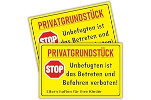 BERPAHOME 2 Stück - Privatgrundstück Schilder - (30x20 cm - 3 mm Kunststoff) - Betreten und Befahren verboten - Schild Privatgrundstück - Privatweg - Zutritt verboten - Durchgang Privat - Betreten Verboten