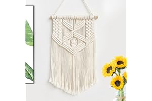 COSYSPARKS Arazzo da parete in macramè, macrame da parete Macramé Muro Appeso Fatto a mano boho chic arredamento Decor per soggiorno camera da letto, 26 "L x 12" W