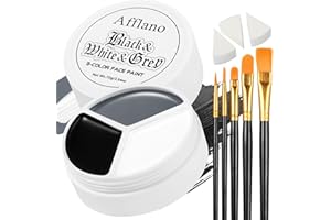 DE'LANCI Noir Blanc Gris Visage Peinture Halloween SFX Kit de Maquillage, Gris Noir Blanc Visage Corps Peinture pour Fête, Cosplay Scène de Clown Peur Sang Vampire Zombie Costume d’Halloween Horreur Set 9Pcs