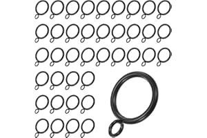 M METERXITY 40-Pack Anillos de Cortina Negros con Ojales, Anillos de Metal a Prueba de Óxido para Barras de Cortina, Diámetro Interior de 1 Pulgada Anillos de Cortina para Colgar Cortinas