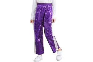 TTAO Unisex Kinder Glitzer Pailletten Hose Glänzend Tanzhose Jungen Mädchen Jazz Hip Hop Dancewear Karneval Fasching Performance Tanzkostüm