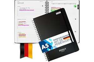 ‎MILULA STUDIOS Terminplaner 2026 A5 – Kalender 2026 Buchkalender – Wochenplaner für Termine & Organisation – Planer Minimalist – Praktischer Terminkalender Jan - Dez 2026 mit Deutschen Feiertagen - Klimafreundlich