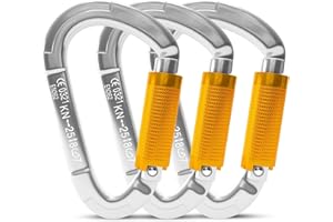 RIGINADO Karabiner Klettern Kletterausrüstung,UIAA-Zertifiziert 25KN Auto Locking Kletterkarabiner Clips für Hängematten, Schaukel, Locking Hundele