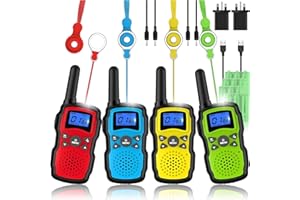 Wishouse Walkie Talkies for Kids Adults Rechargeable, Toys for 3 4 5 6 7 8 Year Old Boys Girls, PMR446 Kids Radios Long Range with Flashlight Lanyards, Camping Birthday Xmas Gifts Presents 4 Pack