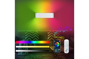 Lightess Smart RGB Applique Murale Intérieure LED Dimmable Multicolore Télécommande Lampe Murale Chambre Luminaire App Contrôle 213 Modes 16 Millions De Couleurs Synchronisation Musique Blanc
