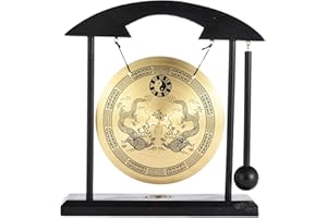 Chen0-super 4.92' Gong - Feng Shui Brass Gong - Chime Meditation Gong Percussion Desk Gong with Mallet - Percussion Instruments For Home Decor Housewarming Gift, Black