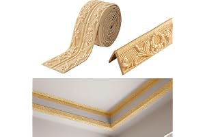 Inscrip Bordyr, Självhäftande, 5 m x 10 cm x 8 mm, 3D-Stuckaturlister, Vattentät Vägglist, Lister Självhäftande, Rullkant Tri