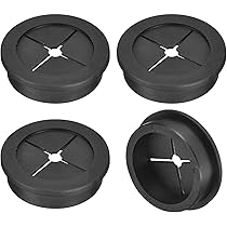 2 Passacavi Per Scrivania In Gomma - Organizzatore Cavi 40mm Nero Per Desktop