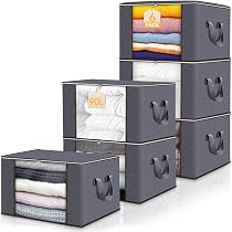 6 Sacchetti Contenitori Pieghevoli 90L Con Finestra Trasparente - Organizer Per Armadio E Biancheria - 2