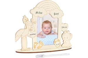 MONCAP Enceinte Maman Cadre en Bois Cadre Cadre de Naissance Cadre pour Certificat de Naissance de Bébé Idées Cadeaux pour Femmes Enceintes Cadre Photo Créatif Fille Cadre pour Baptême Baby Shower