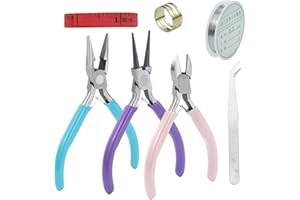 JRSHIRLEYLTD Lot de 3 pinces à bijoux, pince à bec, kit de pinces à bijoux, outils de fabrication de bijoux avec pince à chaîne, coupe-fil, fabrication de bijoux