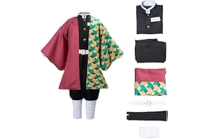 RULEEWE Tomioka Giyuu Cosplay Costume Kids Anime Slayer Kimono Kimetsu no Yaiba Uniform Cloak Full Set