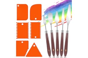 Rubessia 11 Stück Palettenmesser, 5 Stück Edelstahl Palette Messer, 6 Stück Abstreifmesser Malwerkzeug, Abstreifermesser Malwerkzeug, Spachtel Set, zum Ölgemälde, Aquarell, Felsmalerei