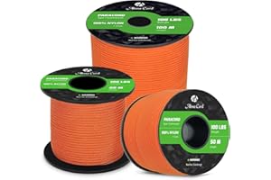 Abma Cord Paracord 2mm 100% Nylon Rope (30m-50m-100m) 1 Strand Type I Parachute Cord - Max. 45kg (100lbs) - Orange, 30m