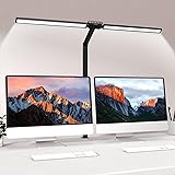 bravzurg Lampada da Scrivania a LED, 24W Luce Tavolo a Doppia Sorgente Luminosa Super Lunga, Con Morsetto e Sensore di Luce, 