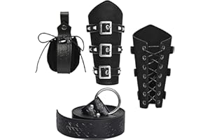 MVFEUIJ Costume d'Halloween - Sac banane médiéval - Ceinture en cuir - Accessoire de chevalier - Costume Renaissance - Cosplay, Noir , Durchschnittsgröße