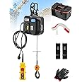 NEWTRY 500KG Electric Hoist Pro 1600W with 100m Wireless Remotes×2 plus 5m Wired Remote, Vertically & Horizontally Usable, Safer Double Hooks (UK Plug)