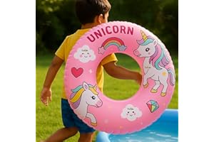 Toy Imagine 27 Inch Inflatable Swim Ring for Kids | Pool Float Tube for Swimming Training Safety | Thick PVC Water Float for Boys & Girls 3–8 Years | Summer Pool Beach Fun Unicorn (70 cm)