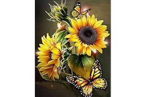 TAASMOOG Diamond Painting 5D Diamond Painting Set DIY Cross Stickerei Malerei Kits 5D Diamant Gemälde Voller Bohrer Diamond Painting für Home Wall Dekorationen 30x40cm (Sonnenblumenschmetterling)