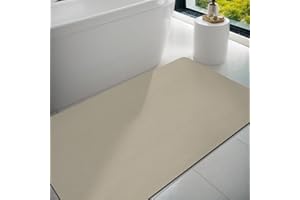 Dolic Tapis de bain en caoutchouc antidérapant fin et absorbant - Séchage rapide - Résistant aux taches - Facile à nettoyer - Beige - 60 x 120 cm
