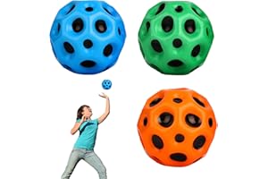 OUZHOU 3PCS Space Ball Moon Ball, 70MM Mini Bouncing Ball Toy Sensory Ball, Easy to Grip and Catch Sport Training Ball for Kids Pets Party