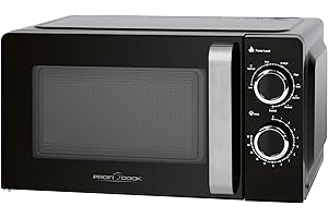 PROFI COOK ProfiCook PC-MWG 1208 - Forno a microonde con grill, 17 litri, 900 Watt, forno a microonde da 700 Watt, 6 livelli di potenza a microonde, timer da 30 minuti con segnale finale, colore: Nero