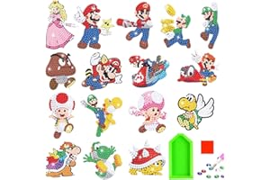 XLZJYIJ Diamond Painting Kinder, 16 Stück DIY Diamant Aufkleber Kit, Cartoon Diamantmalerei für Kinder, DIY Diamant Painting Kit für Kinder und Erwachsene Anfänger, Geburtstags Geschenk für Jungen Mädchen