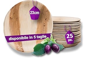 Waipur Piatti in Foglia di Palma Biologici – 25 Piatti Rotondi Ø 23 cm – Piatti usa e getta Biodegradabili di Alta Qualità – Leggeri ma Resistenti – Stoviglie da Festa Ecologici