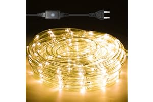 ‎LOSPITCH Lospitch 10m LED Lichtschlauch Innen und Außen, 240 LED Schlauch IP20 Wasserdicht Lichterschlauch, Schwarz Controller mit Memory-Funktion für Deko, Party, Hochzeit, Garten, warmweiß