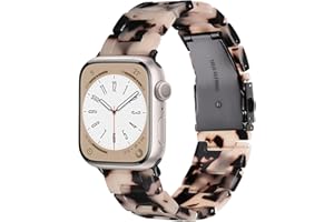 V.R.HOPE leichte Moderes Harz Armband kompatibel mit Apple Watch Armband Series 7/8/9/SE/10/11/ 41mm 40mm 38mm 42mm Damen und Herren, für Apple Watch Series 6/5/4/3/2/1 - schwarze Blumen