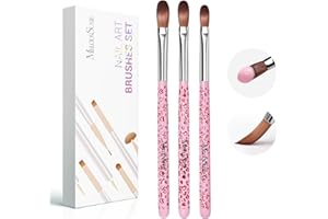 MelodySusie Acrylic Nail Brush Set,Size 8/10/14 3Pcs Professional Nail Brushes for Acrylic Application Acrylic Powder Nail Art Extension and 3D Nail Carving for DIY Home Salon Nail Art Tool Pink