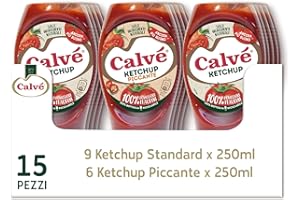 CALVÉ Calvè Cassa Mista Ketchup: 12 pezzi di Calvè Ketchup Standard 250ml e 3 pezzi di Ketchup Piccante 250ml