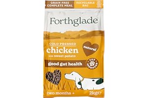 Forthglade Dry Dog Food, Cold Pressed, (2kg Resealable Bag) Chicken with Vegetables, Hypoallergenic Dog Food, Grain Free Complete Meal, Natural Senior, Adult and Puppy Dry Dog Food for Good Gut Health